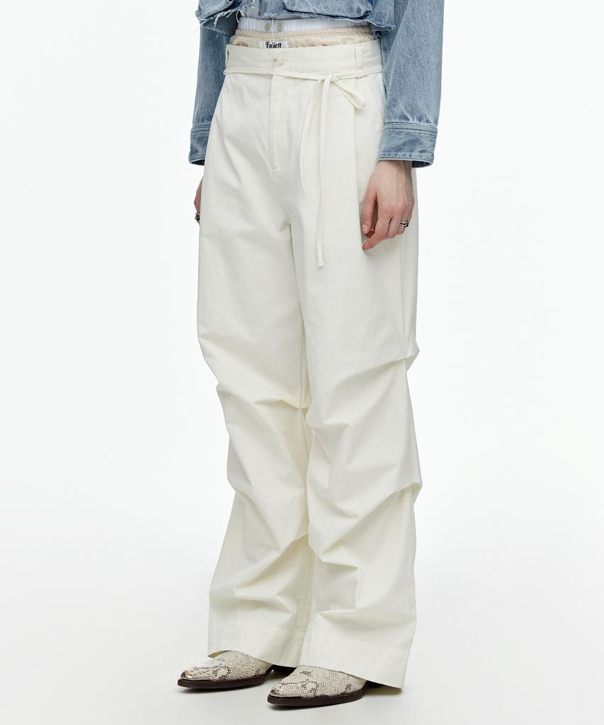 FALLETT Wide Parachute Pants White