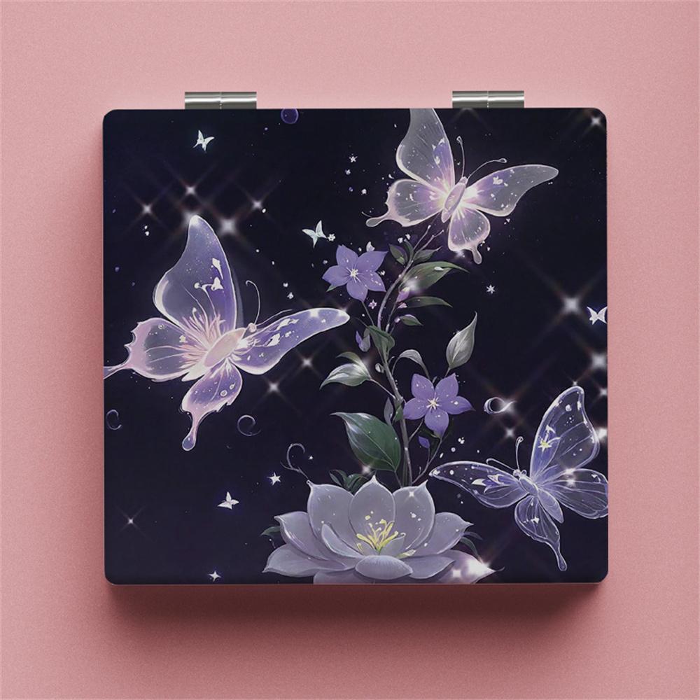 Ручной Портативный Маленький Зеркало для Макияжа Складной Инструмент для Косметики Портативное Двустороннее Складное Зеркало для Макияжа Бабочка Квадратное