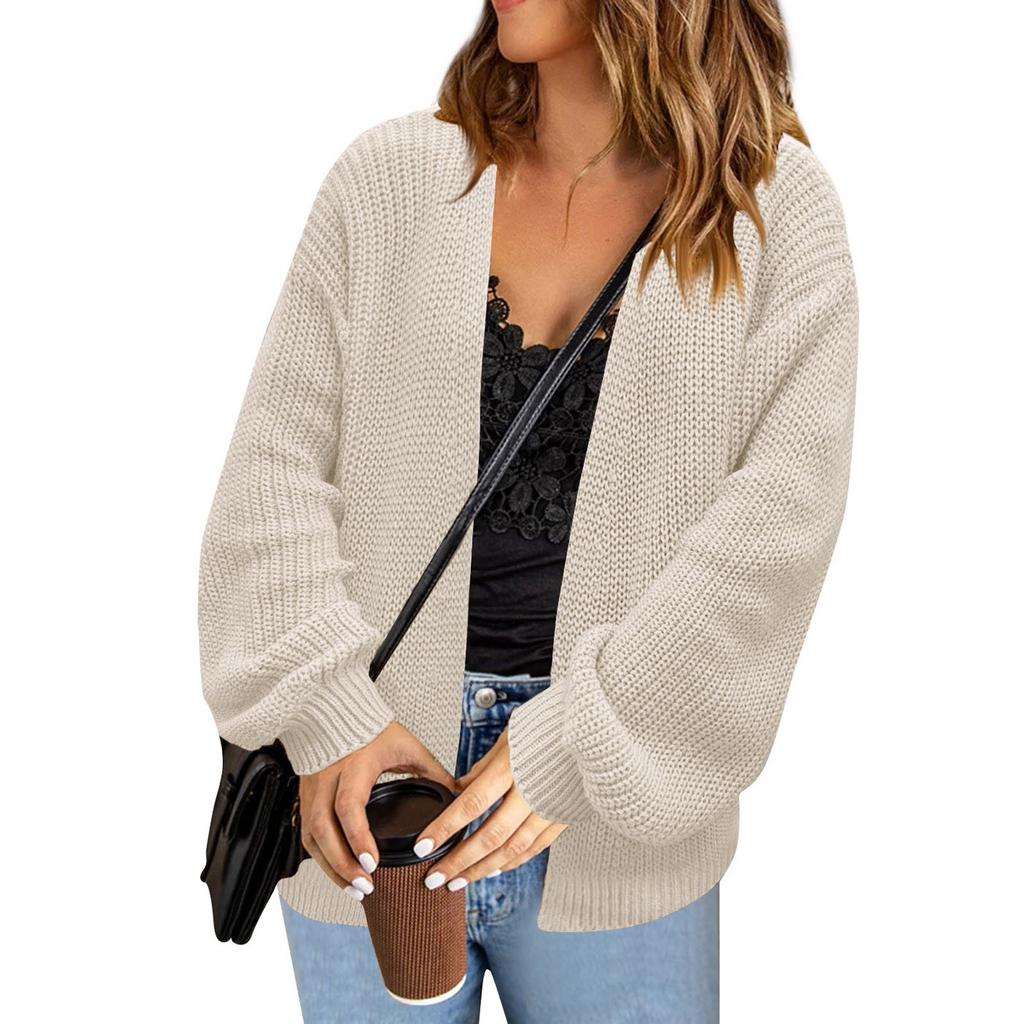 Women's Loose Casual Long Sleeved Knitted Cardigan Sweater Long Sleeved Jacket Fashionable Jacket