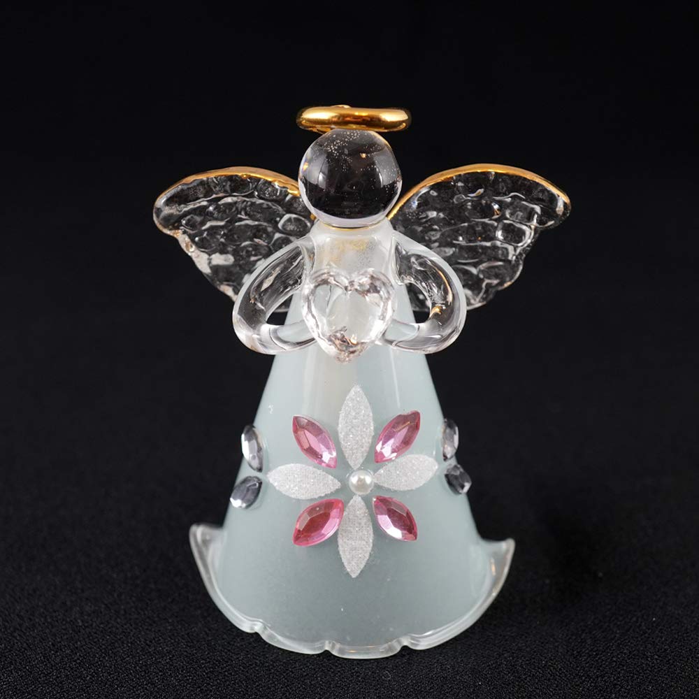 Fourcart Cute Handmade Glass Little Prima Angel Bells (Set of 6), Blue