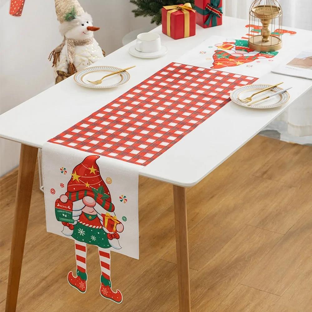 Мультяшная ткань Рождественская скатерть Рождественский орнамент Navidad Table Runner Многоразовый Рождественский флаг для стола Рождество