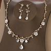 Creative Fashion Flower Crystal Costume Jewelry Rhinestone Choker Necklace Earrings Set For Women Tiaras Crown Wedding Jewelry