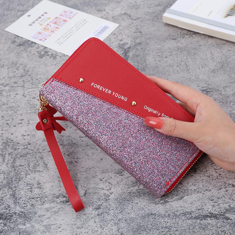 Fashion Women's Wallets Pu Leather Long Sequins Patchwork Glitter Wallet Coin Purse Female Wallets Girls Gifts