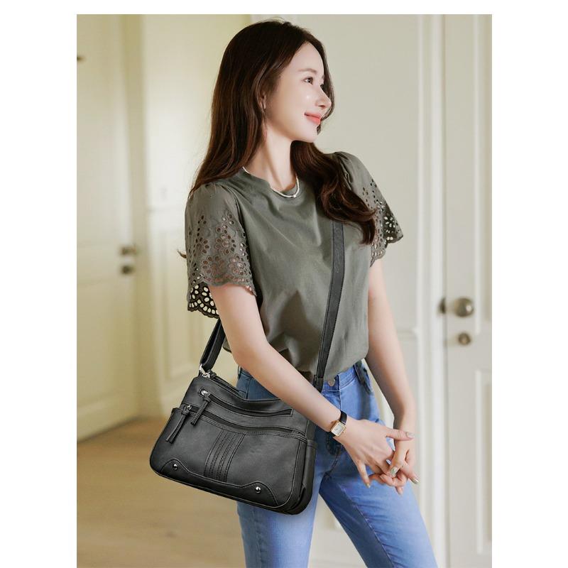 Женская легкая сумка кроссбоди с несколькими отделениями и регулируемым ремешком, повседневная наплечная сумка