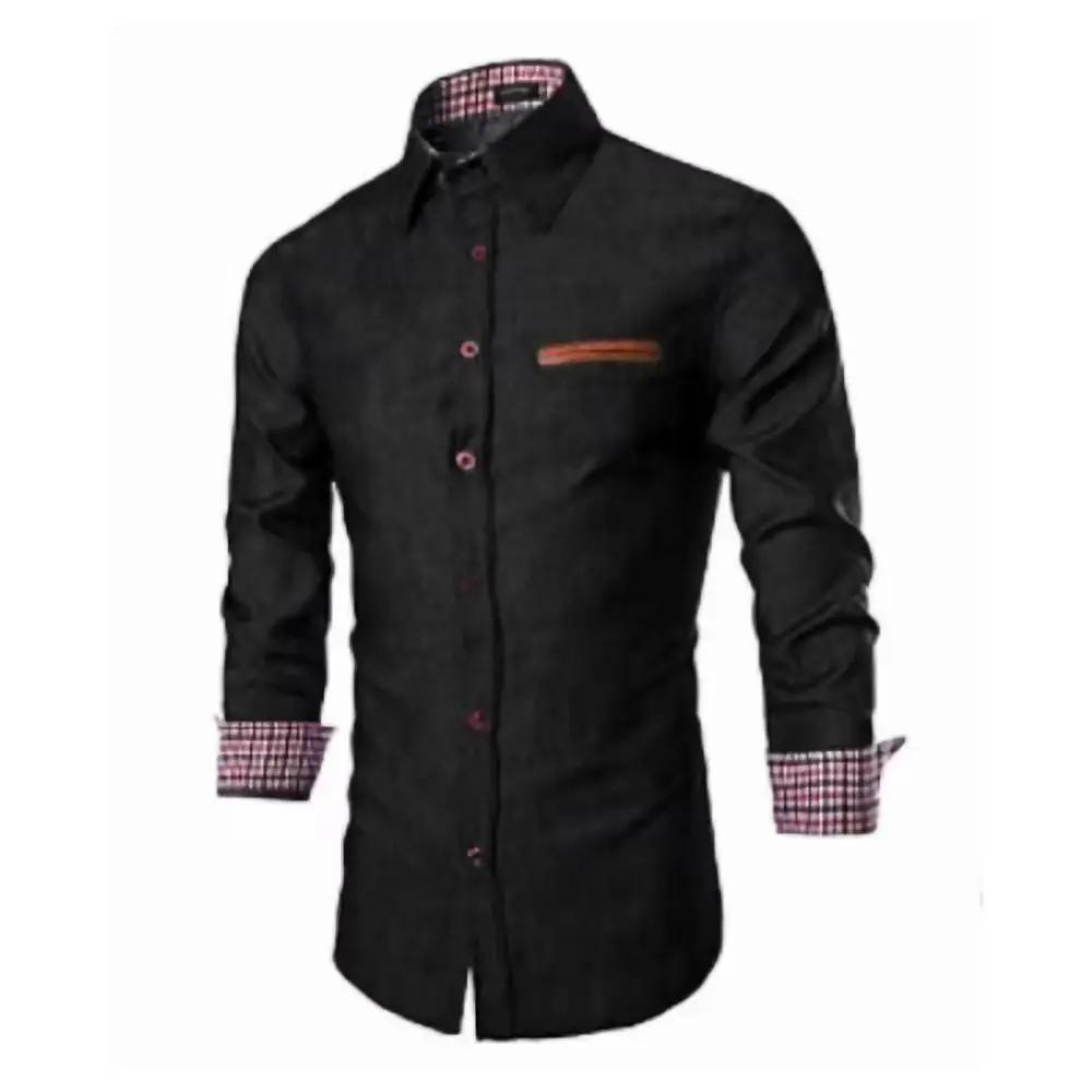 Осенняя джинсовая рубашка мужская повседневная с лацканами, облегающая, не требующая глажки, горячая распродажа, уличная одежда, отложной воротник, стандартная застежка на пуговицы