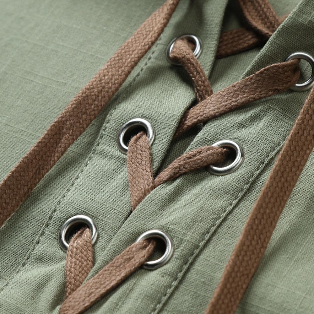 Мужская модная рубашка с короткими рукавами из 100% хлопка и льна, повседневная однотонная рубашка с V-образным вырезом и короткими рукавами с лацканами