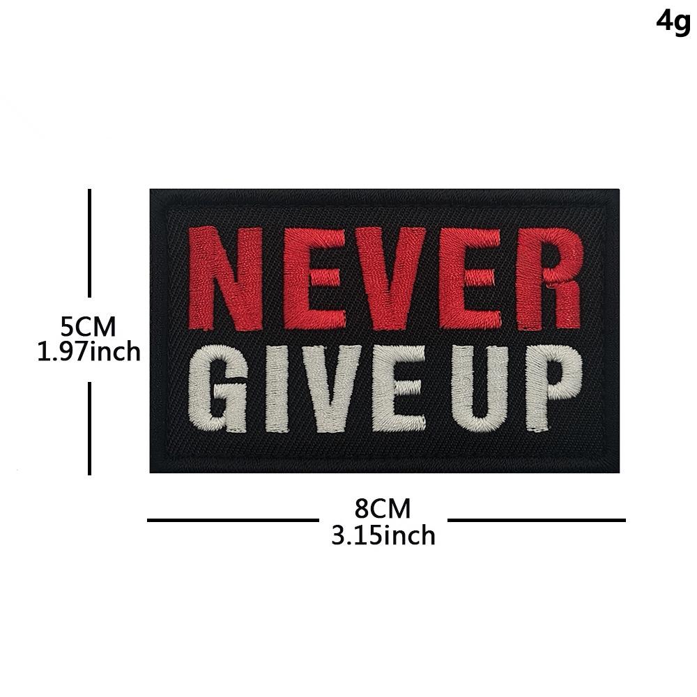 Never Give Up and Spider Exquisite Embroidered Velcro Armband Patch