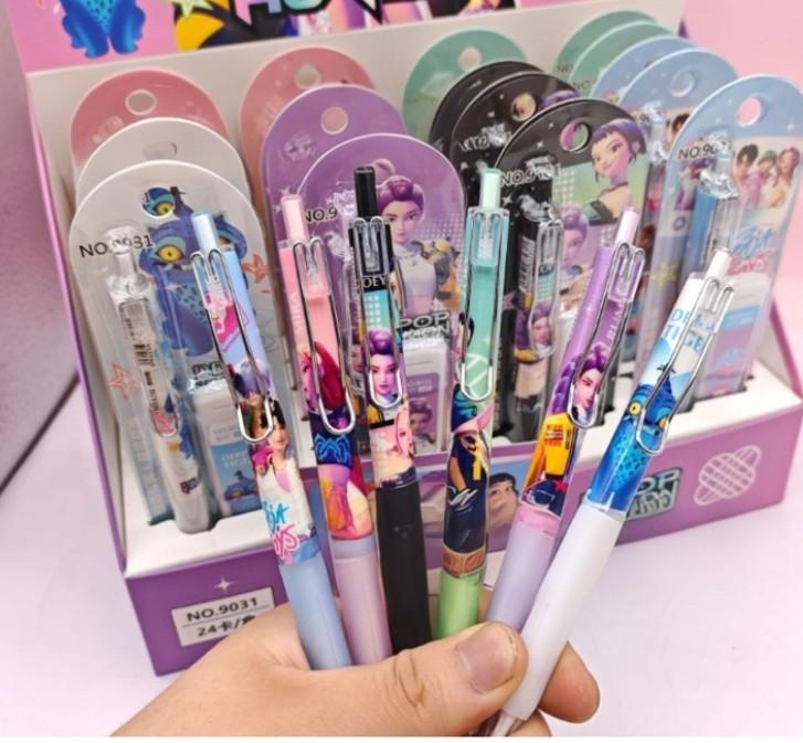KPOP Demon Huntress Group Push-action Activity Pencil Set with Non-fracturable Lead Pencil Combo Student Supplies