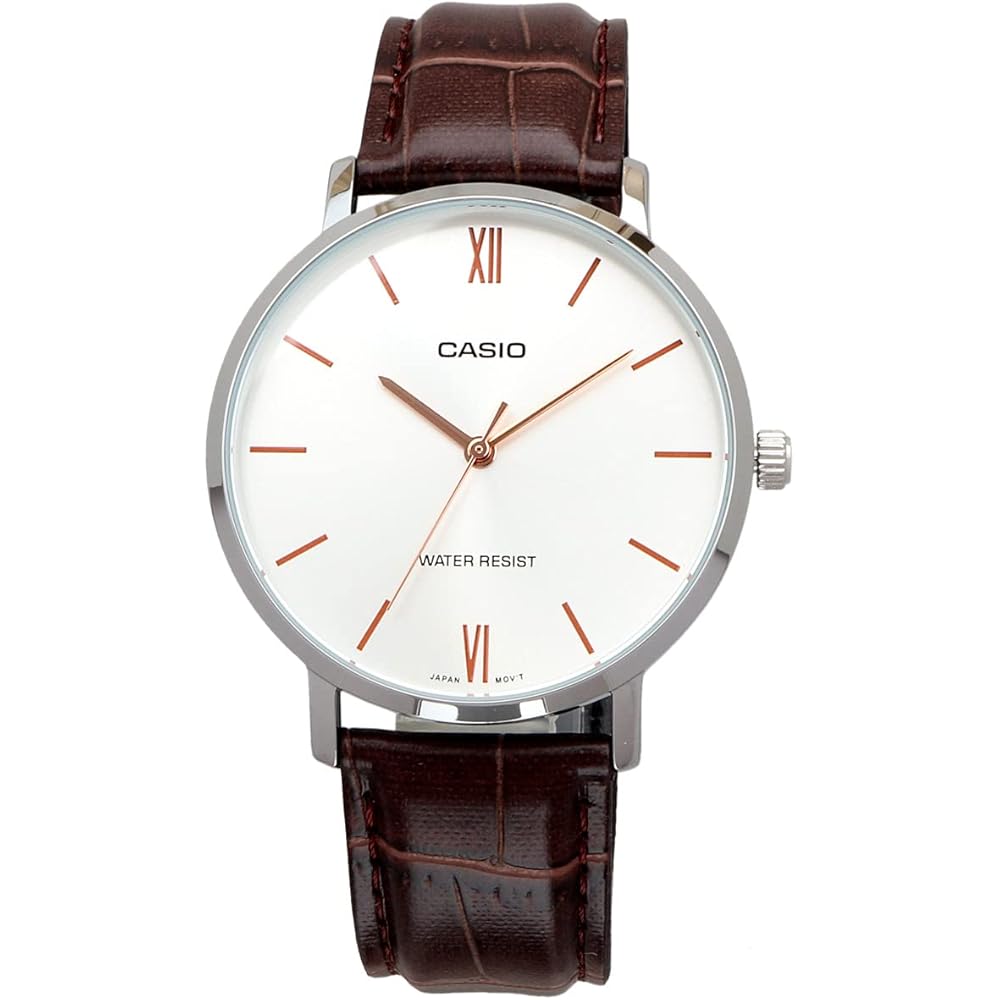 Casio MTP-VT01L-7B2 Кварцевые Мужские Часы Серебристый Коричневый Кожаный Ремешок Импортная Модель