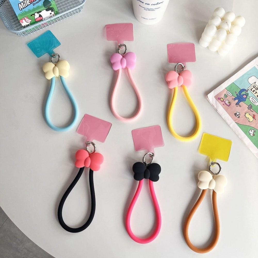 Bow-knot Style Phone Lanyards Anti-lost Key Chains Accessory Silicone Wrist Strap for Women