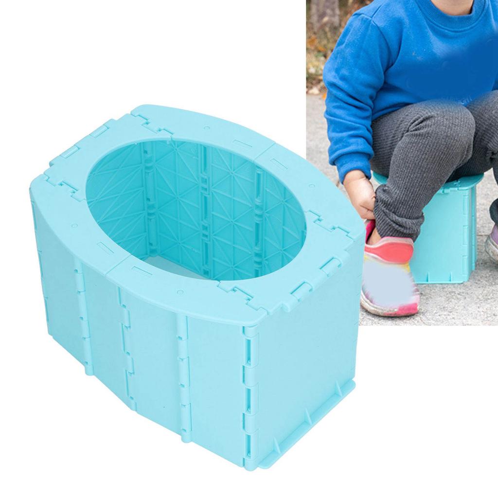 Kids Portable Potty Garbage Bag Stable Standing Space Saving Foldable Toilet Seat for Travel Use Blue