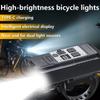 LED Bicycle Front Light Super Bright Bicycle Light Dual Light Source High Brightness Bike Flashlight Rechargeable for Emergency