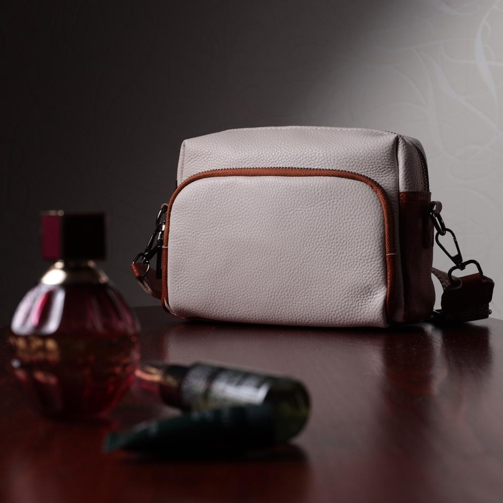 Comfortable Bag for Women for Every Day Made of Genuine Leather Vintage 22589 White