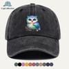 pc Starry Sky Owl Print Baseball Cap with Plush Owl  Starry Eyes  Gradient BlueGreenPurple Adjustable Snapback Hat Suitable