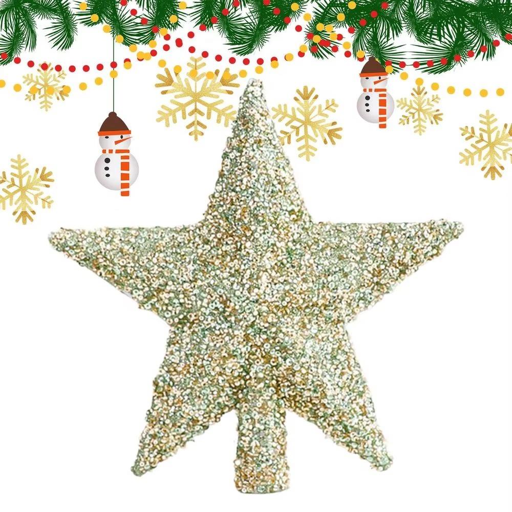 Plastic Christmas Tree Topper Star Glitter Christmas Tree Ornament Party Favors
