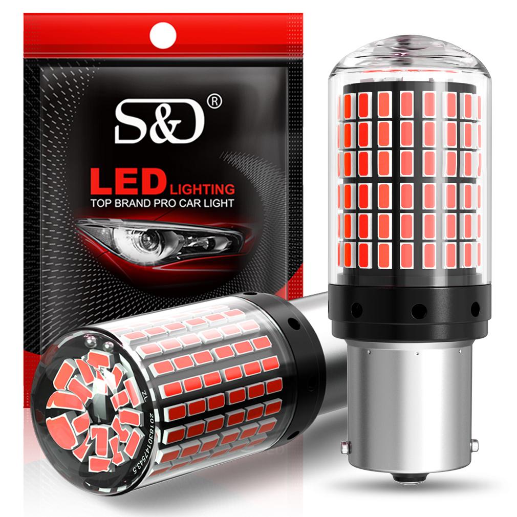 2 шт. Мощные автомобильные светодиодные лампы 1156 BA15S P21W BAU15S PY21W 1157 P21/5W T20 7440 W21W Canbus 144SMD Лампа указателя поворота Стоп-сигнал Задний фонарь Задний ход 12В