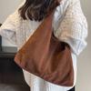 Korean Style Suede Tote Bag Solid Color Underarm Packs Casual Large Capacity Handbag  Travel