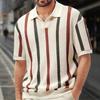 Мужская летняя футболка с короткими рукавами, простой дизайн, трикотажный топ с цветными полосками и круглым вырезом
