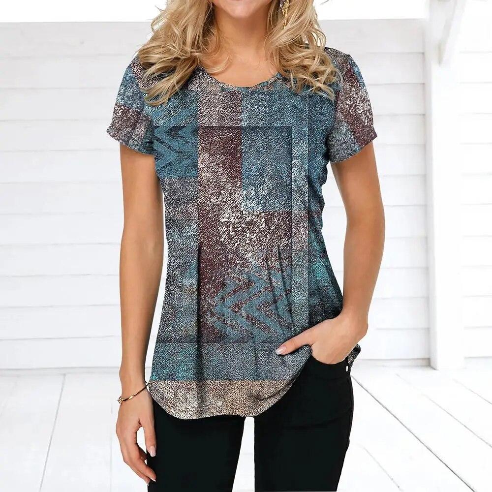 Женская футболка в стиле ретро, ​​футболки с клетчатым принтом, лоскутная одежда, блузка с круглым вырезом и короткими рукавами, женские топы большого размера, женская рубашка в стиле Харадзюку