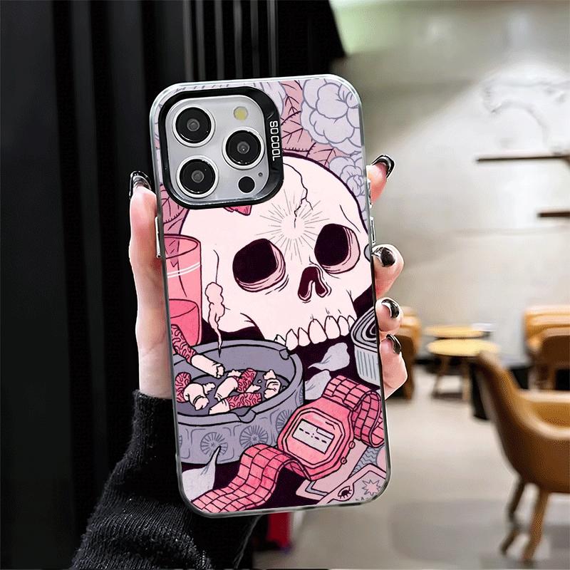 Розовый Стиль Череп Ведьма Ударопрочный Чехол для Телефона для iPhone 17 Air 16 16E 15 Pro Max 14 Plus 13 Mini 12 Задняя Крышка Противоударный Fundas