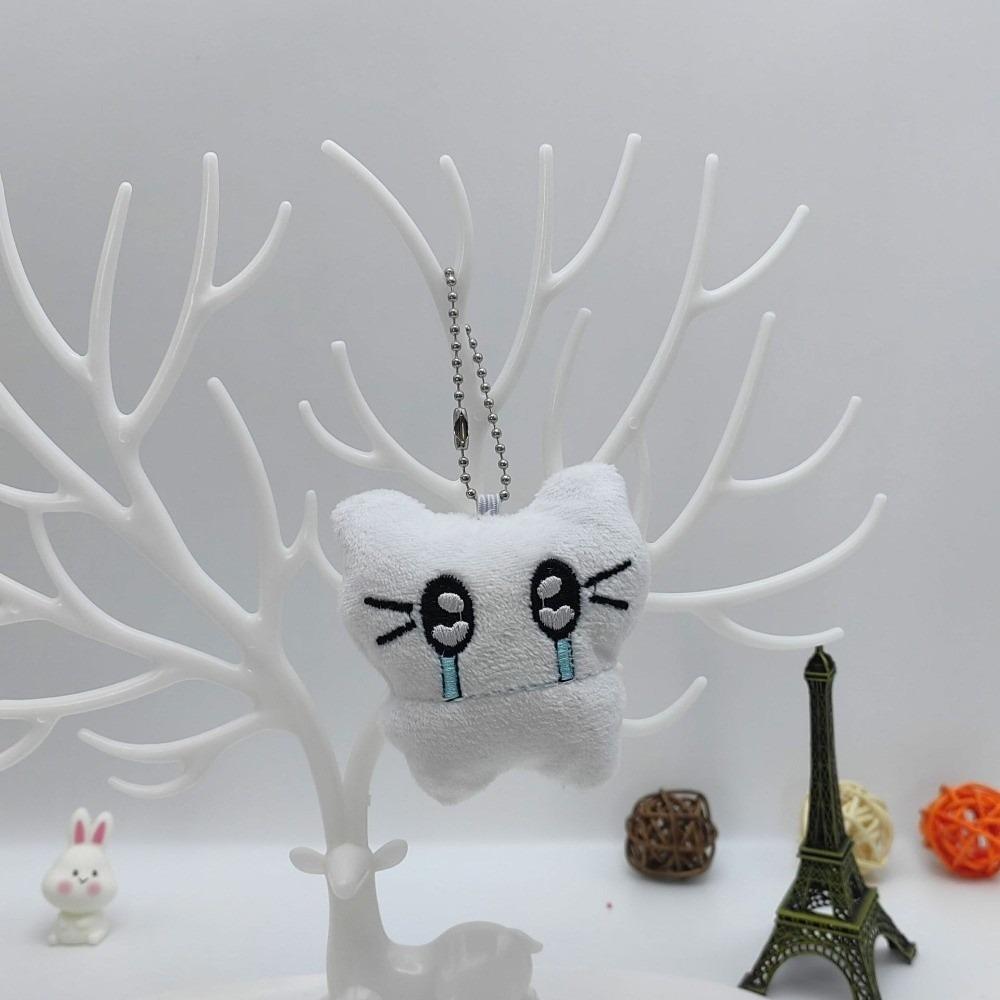 Cartoon Sad Cat Doll Keychain Funny Key Ring Cute Earphones Cat Pendant Friendship