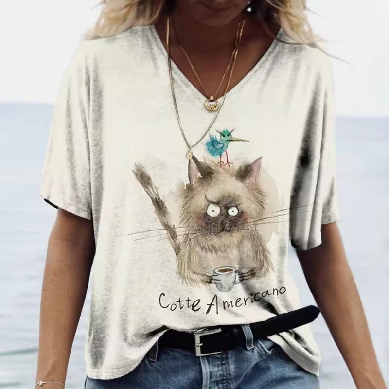 New Style T-shirt For Women Butterfly Leopard Print Tees Blouse Oversized T-Shirt Summer Women's Clothing Short Sleeve