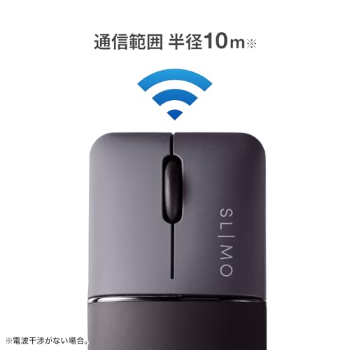 SANWA SUPPLY Бесшумная беспроводная мышь с синей светодиодной подсветкой, тонкая SLIMO/черная (перезаряжаемый) MA-WBBS310BK