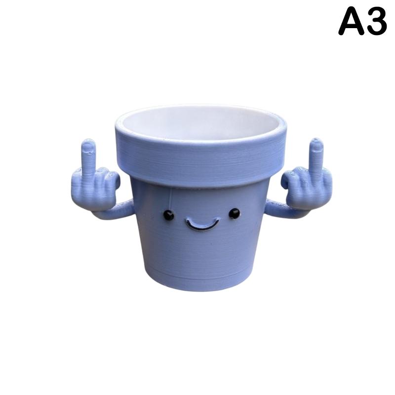 Funny & Unique Middle Finger Plant Pot, Face Smiling Flower Pot, Succulent Planter, Resin Figure Planter Pot For Indoor Outdoor