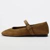 Faux Suede Ballet Flats Women Retro Brown Buckle Mary Jane Shoes Fashion Cozy Shoes Zapatos De Mujer