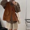 Women's Retro Japanese Corduroy Workwear Vest with Pockets