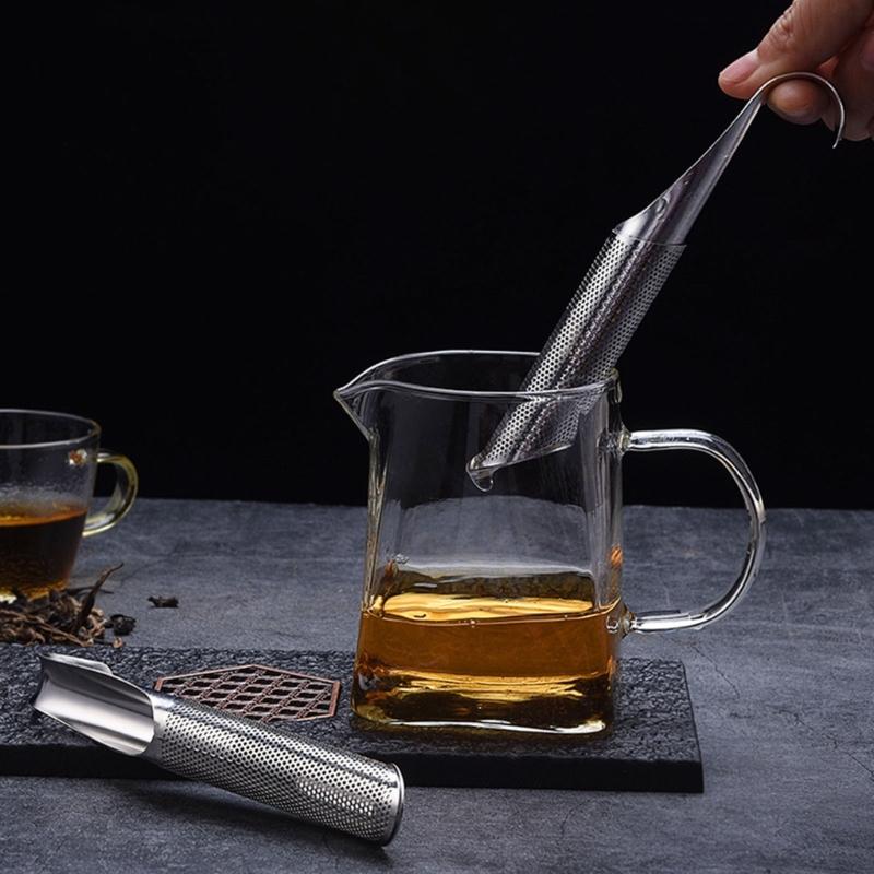 Teas Infuser Set For Loose Leaf Brewing Stainless Steels Net Filter With Hanging Hook Handle And Included Cleaning Brush