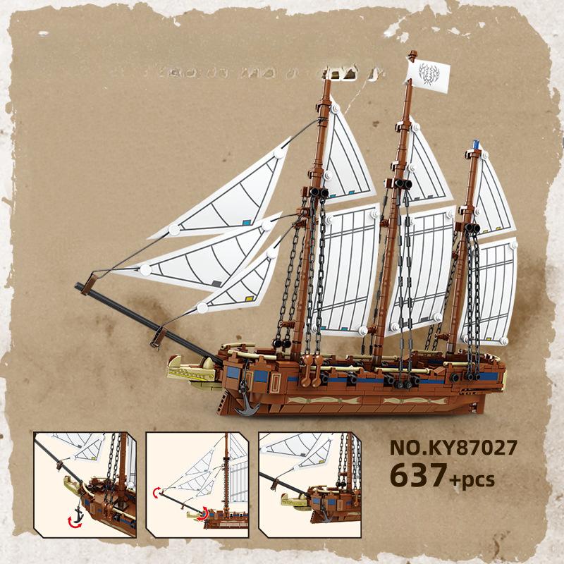 KAZI Парусник, лодка, шхуна, военный корабль, строительные блоки, наборы строительных блоков, сборка корабля «сделай сам», модель куклы, кирпич, детские игрушки, подарки без коробки