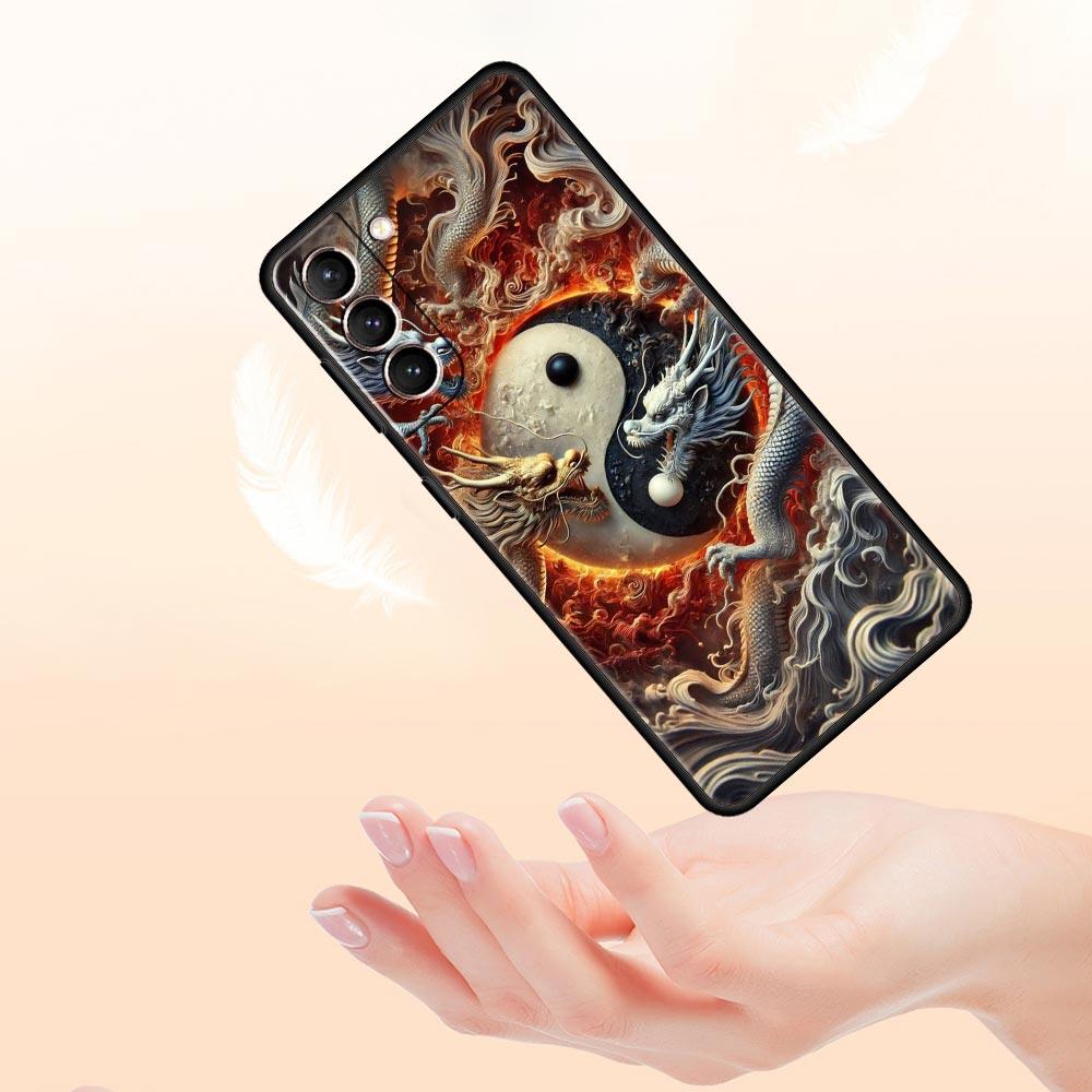Чехол Chinoiserie Loong Цветочный Дракон для телефона Samsung Galaxy S26 S25 S24 S23 S22 S20 S21 FE Ultra S25 Edge Plus Мягкий TPU Чехол
