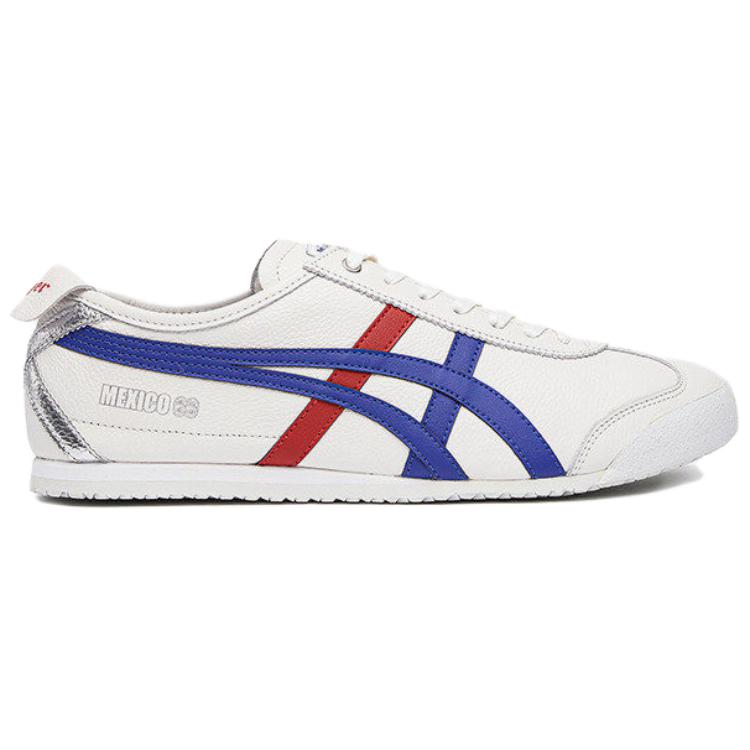 ONITSUKA TIGER Mexico 66 Удобные Универсальные Прочные Нескользящие Поддерживающие Низкие Повседневные Кроссовки Унисекс Белый Синий Красный 1183C693-100
