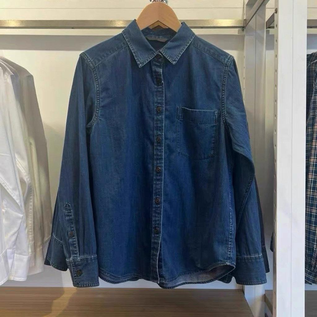 Day single casual women's soft denim shirt/cotton twill long-sleeved shirt air conditioner shirt 191161 171661