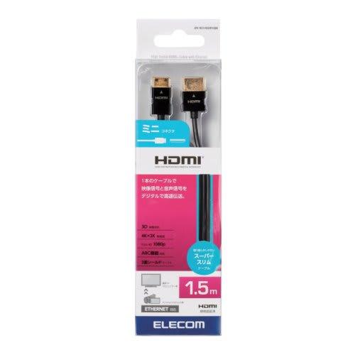 Elecom Мини HDMI кабель 1,5 м 4K x 2K совместимый супертонкий черный DH-HD14SSM15BK