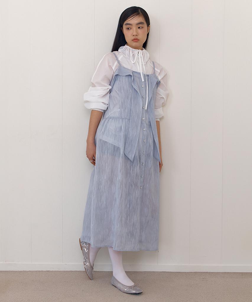Платье Sheer Ribbon Tie от Selliteiljeu_Синий
