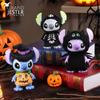 Enesco Disney Halloween Mischievous Stitch Figurine: Glow-in-the-Dark Pumpkin Wizard & Skeleton Ornament