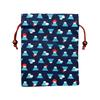 Kyosuke Made In Japan Drawstring X Cotton with Wooden Fuji Lined Navy Japanese Motif Pouch, Approx. 24.5 19cm, Balls, Mt. Up, Blue,