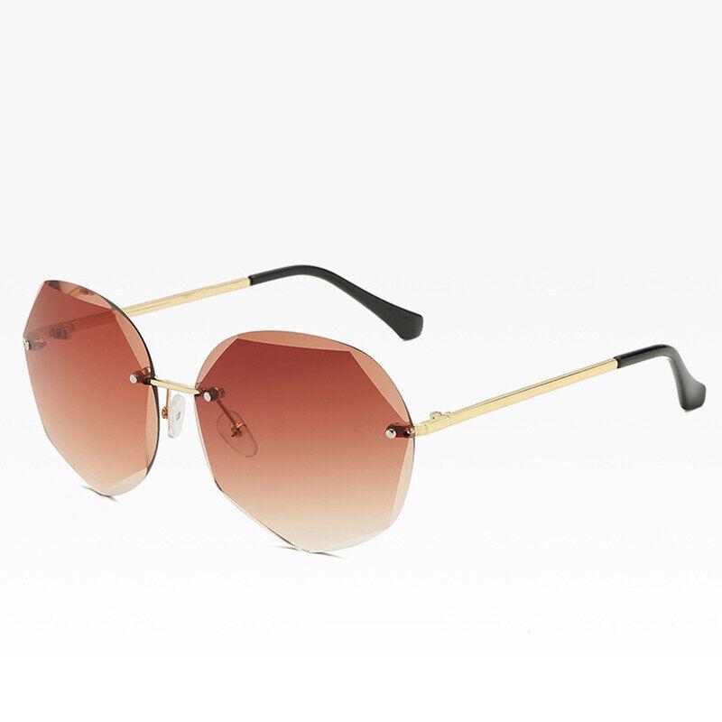 Модные женские новые солнцезащитные очки женские безрамные солнцезащитные очки с отделкой солнцезащитные очки с отделкой из полигональных линз женские очки