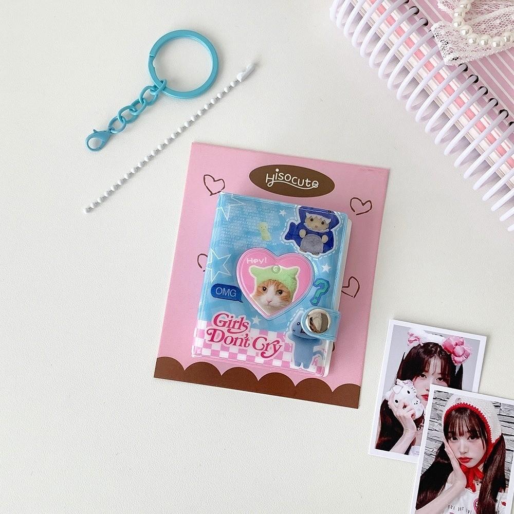 Keychain ID Photo Holder Snap Closure Idol Card Organizer Retro Card Storage Album