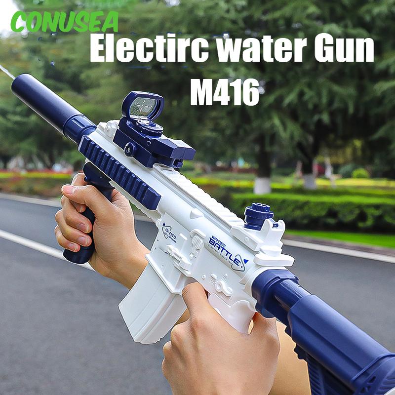 M416 Электрический Водяной Пистолет 10м Дальняя Дистанция Портативные Пистолеты Детский Бассейн Пляж Уличные Игрушки для Стрельбы для Мальчиков Детские Игры