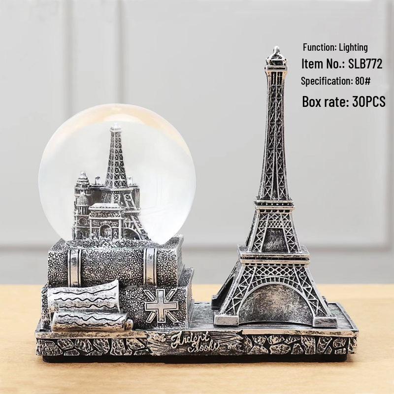 Креативный светящийся шар со снегом Эйфелева башня Музыкальная шкатулка - Ретро Декор для рабочего стола