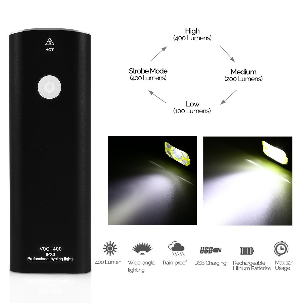 Светодиодный передний велосипедный фонарь с USB-зарядкой, угол луча 360°, поворотный