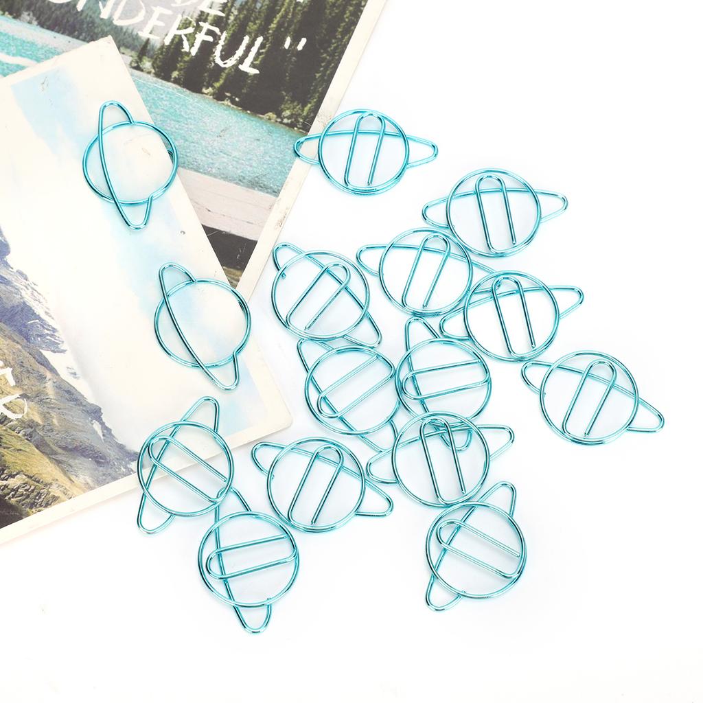 20Pcs School Paperclip NonSlip Bookmark Iron Stationery Clip Craft Decorations Blue