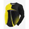 Men's Casual Sports 3d Print Long Sleeve Top Bright Yellow And Black Geometric Breathable Round Neck T-Shirt
