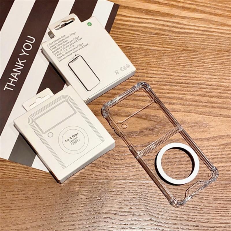 Для Samsung Galaxy Z Fold6 Fold5 Fold4 Fold3 Flip6 Flip5 Flip4 Flip3 Flip Fold 6 5 4 3 Прозрачный магнитный жесткий противоударный чехол для телефона из поликарбоната