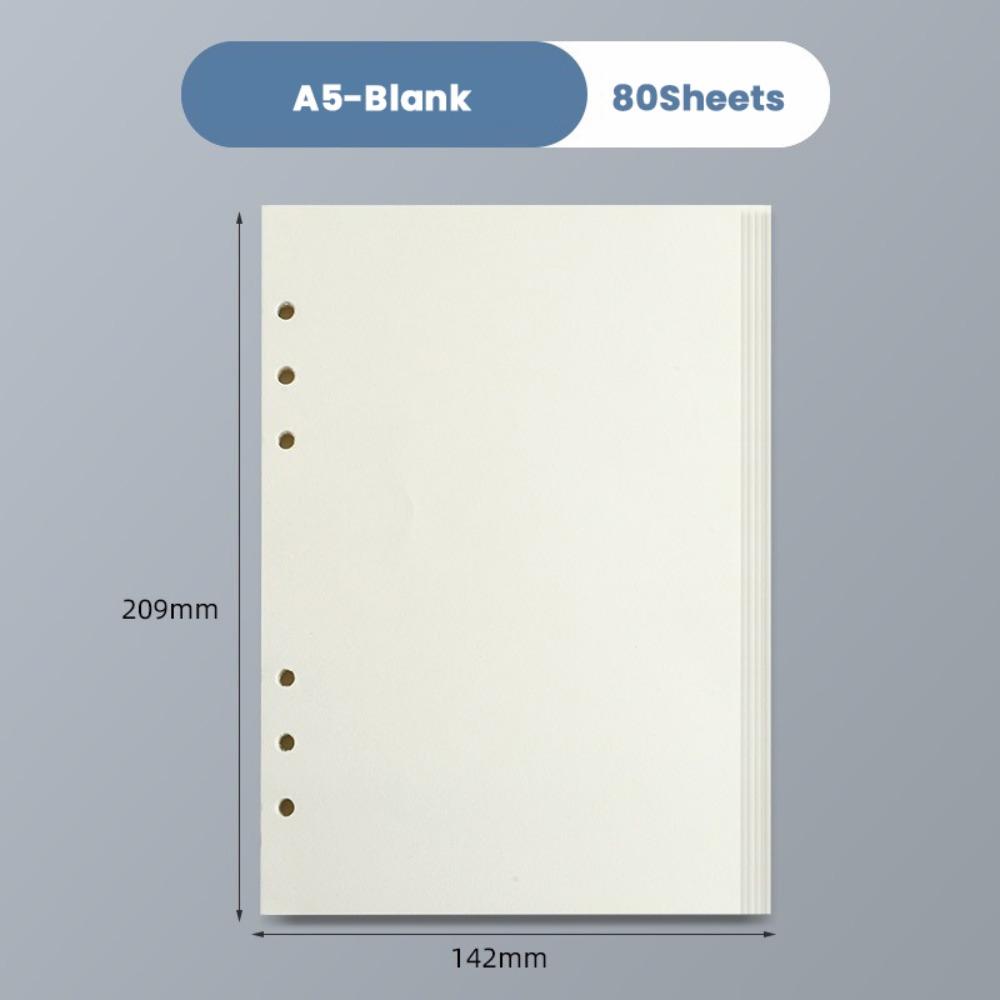 80Sheets A5/A6/A7 Notebook Refill Paper Kraft Paper 6-hole Binder Inner Page Students