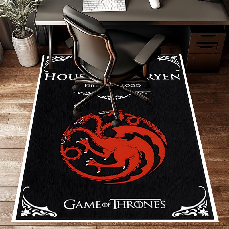 House Targaryen Dragon Polyester Carpet, Soft Indoor Mat for Office Chair, Living Room, Computer Desk - Decorative Home Office Rug Design