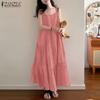 Womens Summer Casual Loose Sleeveless Straps Long Dress